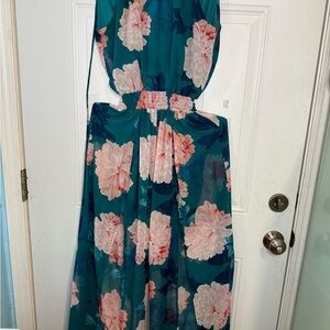 Floral Maxi Dress in Teal and Pink